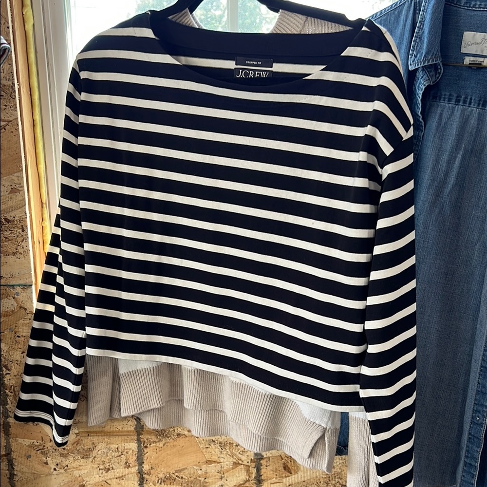J. Crew Navy and White Striped Top